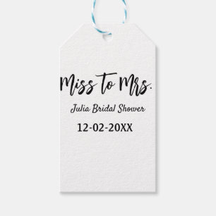 Miss to Mrs bruiloftsfeest stijlvol eenvoudig naam Cadeaulabel