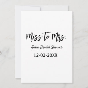 Miss to Mrs bruiloftsfeest stijlvol eenvoudig naam Kaart