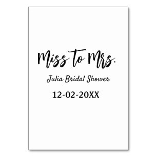 Miss to Mrs bruiloftsfeest stijlvol eenvoudig naam Kaart