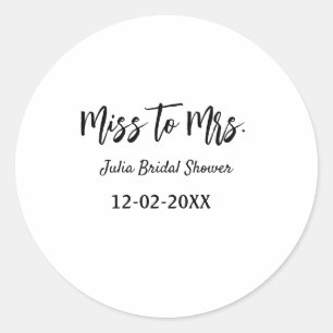 Miss to Mrs bruiloftsfeest stijlvol eenvoudig naam Ronde Sticker