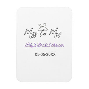 Miss to Mrs bruiloftsfeest voeg naam datum jaar bo Magneet