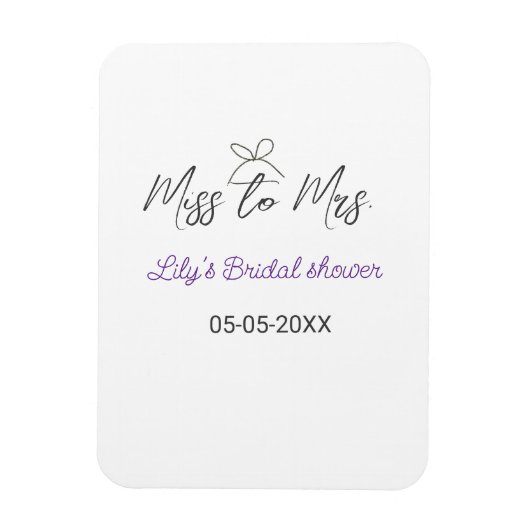 Miss to Mrs bruiloftsfeest voeg naam datum jaar bo Magneet (Verticaal)
