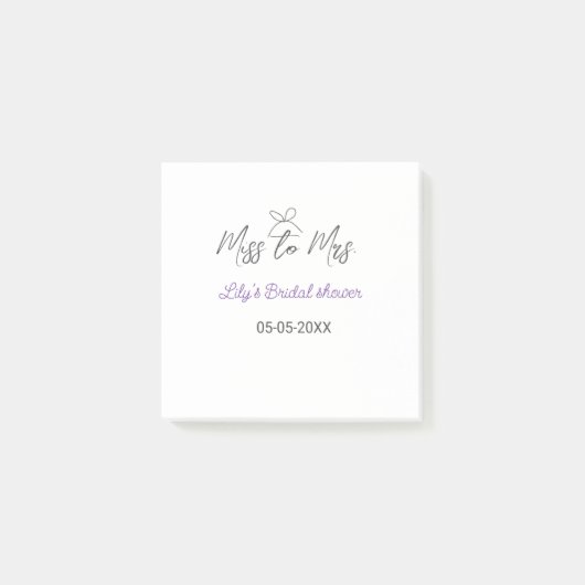 Miss to Mrs bruiloftsfeest voeg naam datum jaar bo Post-it® Notes (Voorkant)