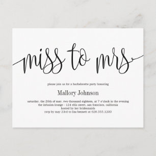 Miss To Mrs Calligraphy Wedding Shower Uitnodiging