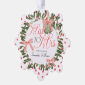 Miss to Mrs Coquette Bow Mistletoe Vrijgezellenfee Ornament Kaart (Links)