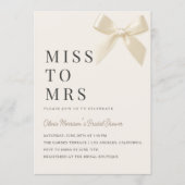 Miss to Mrs Coquette Bow QR Code Bridal Shower Kaart (Voorkant)