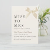Miss to Mrs Coquette Bow QR Code Bridal Shower Kaart (Staand voorkant)