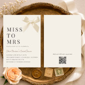 Miss to Mrs Coquette Bow QR Code Bridal Shower Kaart