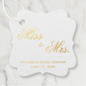 Miss to Mrs Elegant Gold Foil Vrijgezellenfeest Bedankjes Labels (Voorkant)