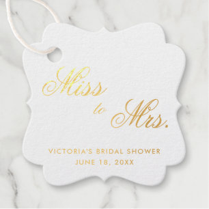 Miss To Mrs Elegante Goud Folie Bruiloftsfeest Bedankjes Labels