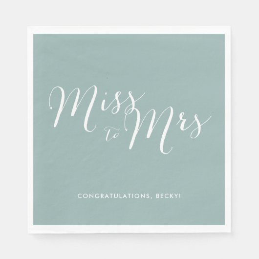 Miss to Mrs Green Bruiloftsfeest Servetten (Voorkant)