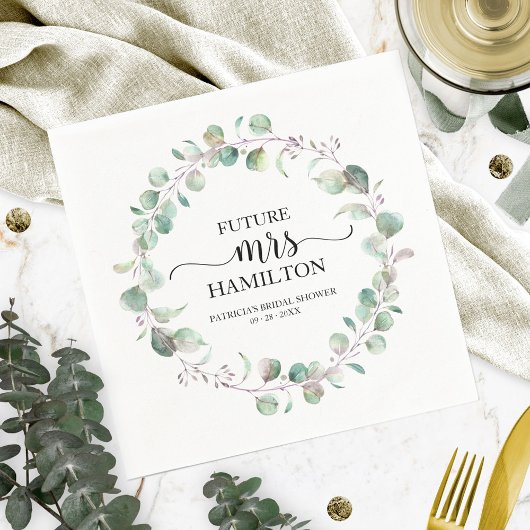 Miss to Mrs Greenery Eucalyptus Bruiloftsfeest Servet