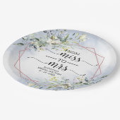 Miss to Mrs Greenery Geometrische Bruiloftspapier Papieren Bordje (Gekanteld)