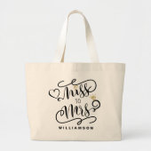 Miss To Mrs. | Hart- en ringonderzoek van het zwar Grote Tote Bag (Voorkant)