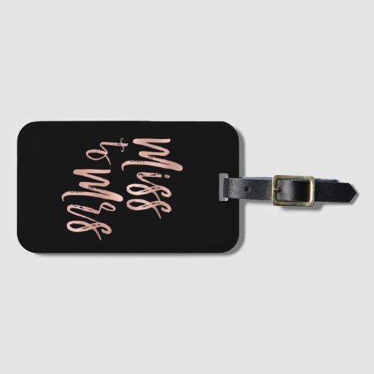 Miss to Mrs. Honeymoon Roos Gold - Blush Pink Bagagelabel (Voorkant (horizontaal))