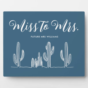 Miss to Mrs Modern Boho Blauwe Cactus Bachelorette Fotoplaat