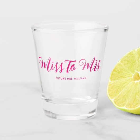 Miss to Mrs Modern Boho Script Meisjesuitje Shot Glas (Voorkant)