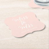 Miss to Mrs Modern Simple Roze Bruiloftsfeest Kartonnen Onderzetters (Gekanteld)