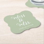 Miss to Mrs Modern Simple Vrijgezellenfeest Sage G Kartonnen Onderzetters (Gekanteld)