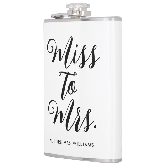 Miss to Mrs Moderne Bruiloft Feest Heupfles (Links)