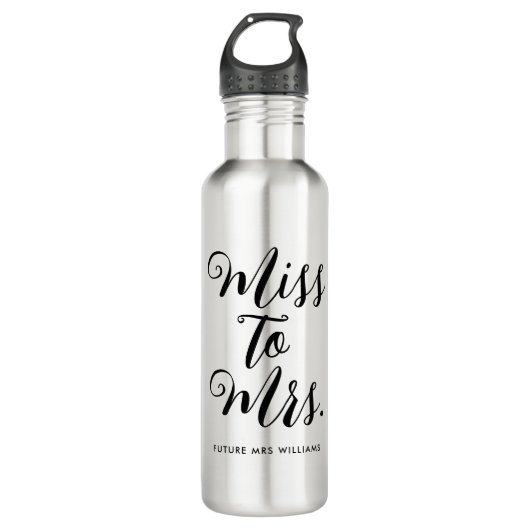 Miss to Mrs Moderne Bruiloftsborrel  Waterfles (Voorkant)