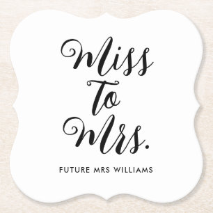 Miss to Mrs Moderne Bruiloftsfeest  Kartonnen Onderzetters