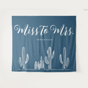 Miss to Mrs Moderne Donkerblauwe Cactus Bacheloret Wandkleed