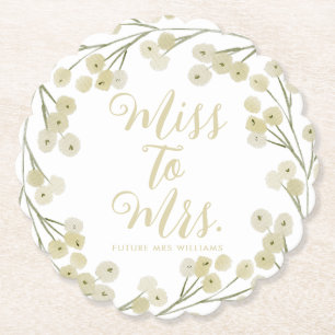 Miss to Mrs Moderne Elegante Bruiloftsshower  Kartonnen Onderzetters