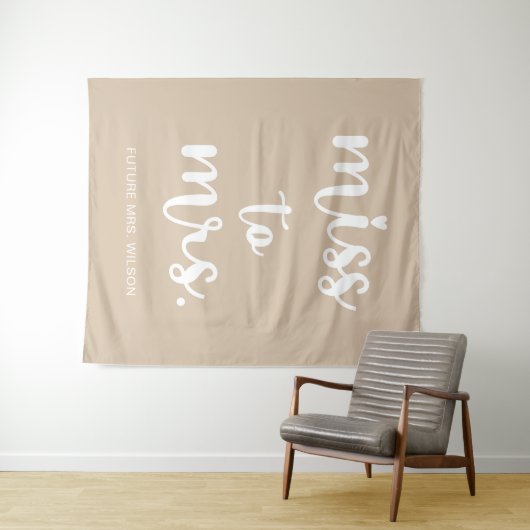 Miss to Mrs Name Vrijgezellenfeest Foto Backdrop Wandkleed (In Situ (horizontaal))