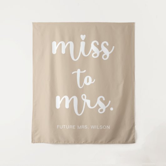 Miss to Mrs Name Vrijgezellenfeest Foto Backdrop Wandkleed (Voorkant)