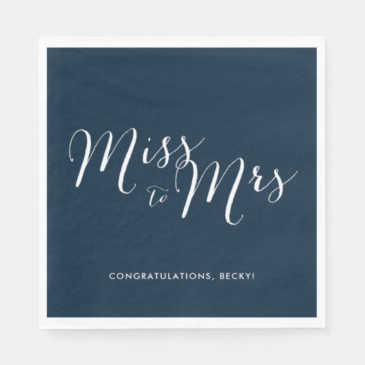 Miss to Mrs Navy Bruiloftsfeest Servetten (Voorkant)