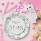 Miss to Mrs Paper Borden Eucalyptus Vrijgezellenfe Papieren Bordje (Feest)