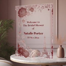 Miss to Mrs Paris Bridal Shower Eiffel Tower Chic Acryl Bord