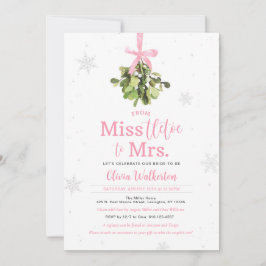 Miss to Mrs Pink Christmas Vrijgezellenfeest Invit Kaart
