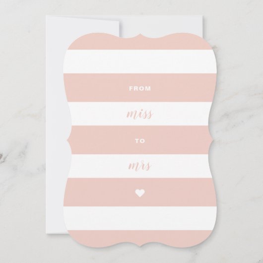 Miss to Mrs Pink Gold & Navy Stripe Vrijgezellenfe Kaart (Achterkant)