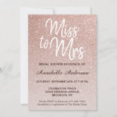 Miss to Mrs Pink Rose Gold Glitter Vrijgezellenfee Kaart (Voorkant)