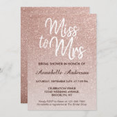 Miss to Mrs Pink Rose Gold Glitter Vrijgezellenfee Kaart (Voorkant / Achterkant)