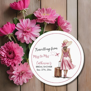 Miss To Mrs Reis Roze Strik Jurk Bruidsfeest Ronde Kartonnen Onderzetter
