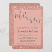 Miss to Mrs Roos Gold Glitter Bachelorette Party Kaart (Voorkant / Achterkant)