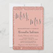 Miss to Mrs Roos Gold Glitter Bachelorette Party Kaart (Voorkant)