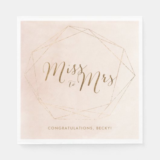 Miss to Mrs Roze Gouden Bruiloft Feest Servetten (Voorkant)