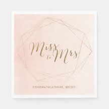 Miss to Mrs Roze Gouden Trouwfeest Bruiloft Servet