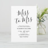 Miss To Mrs Simple Minimalist Vrijgezellenfeest Pa Kaart (Staand voorkant)