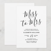 Miss To Mrs Simple Minimalist Vrijgezellenfeest Pa Kaart (Voorkant / Achterkant)