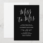 Miss To Mrs Simple Modern Black Vrijgezellenfeest Kaart (Voorkant / Achterkant)