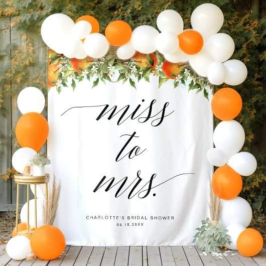 Miss to Mrs Sinaasappels Vrijgezellenfeest Achterg Wandkleed