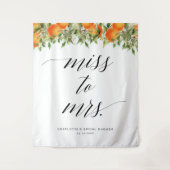 Miss to Mrs Sinaasappels Vrijgezellenfeest Achterg Wandkleed (Voorkant)