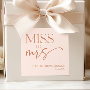 Miss To Mrs Tan Bruine Boho Boheemse Bruiloft Fees Vierkante Sticker