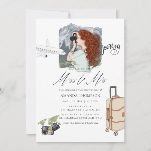 Miss to Mrs Travel Bridal Shower Uitnodiging (Voorkant)