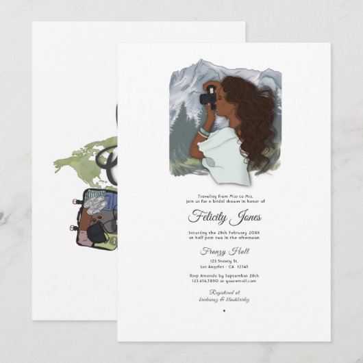 Miss to Mrs Travel Bridal Shower Uitnodiging (Voorkant / Achterkant)